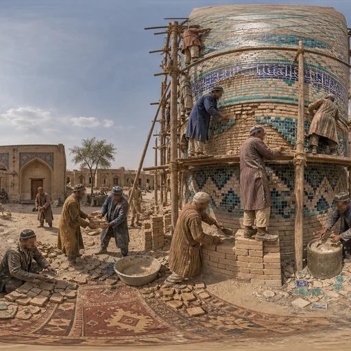 Central Asian Minaret Tile Repair
